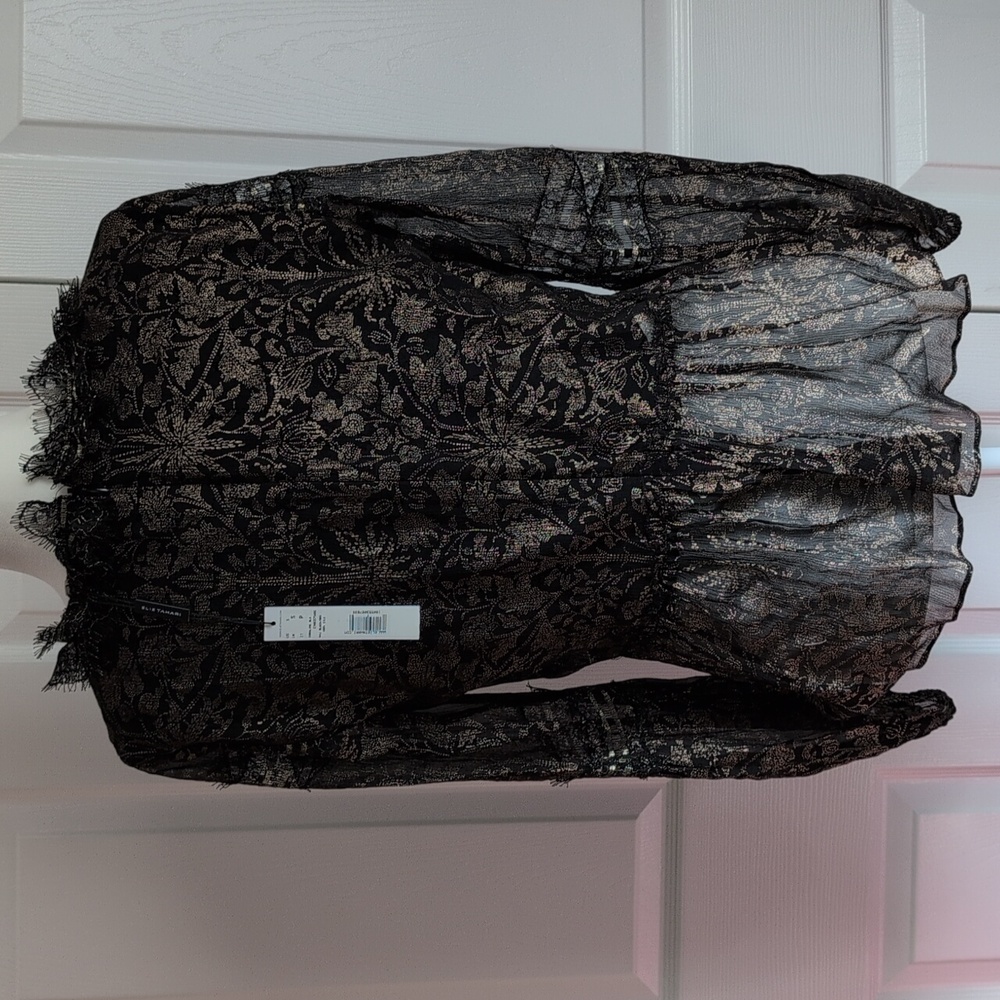 Elie Tahari Black And Gold Silk Blouse - Picture 5 of 12